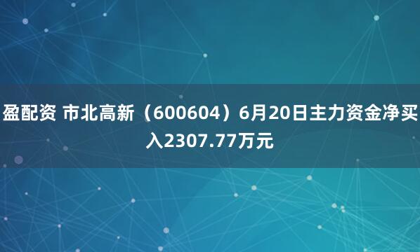 盈配资 市北高新（600604）6月20日主力资金净买入2307.77万元